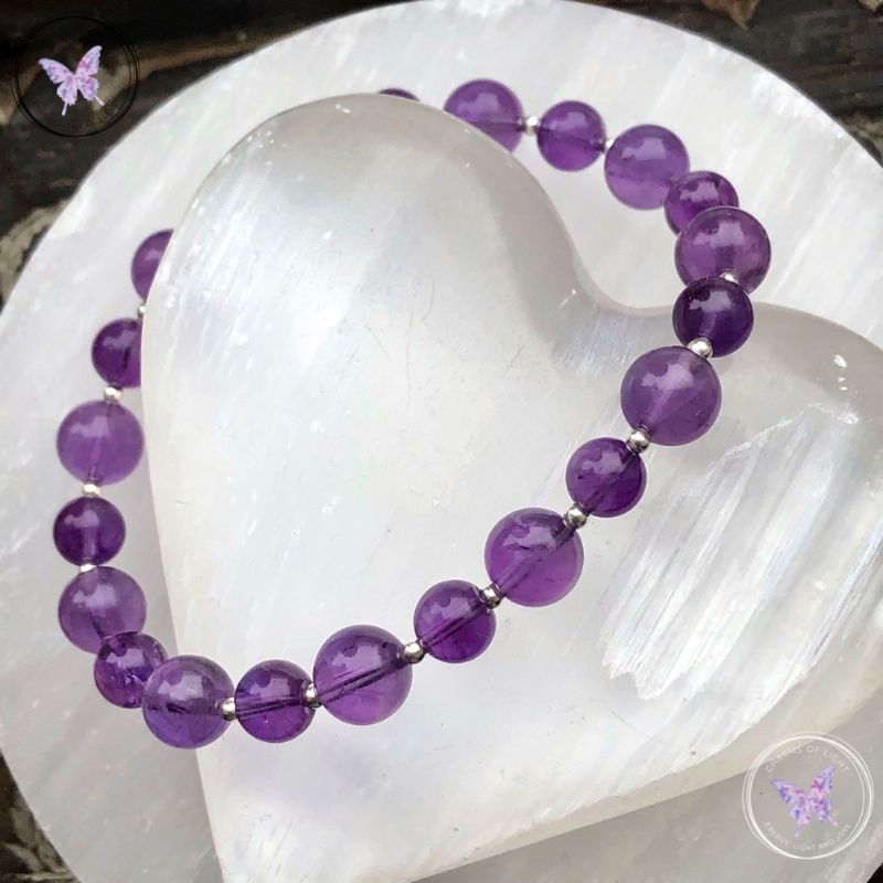 Amethyst & Silver Bead Bracelet